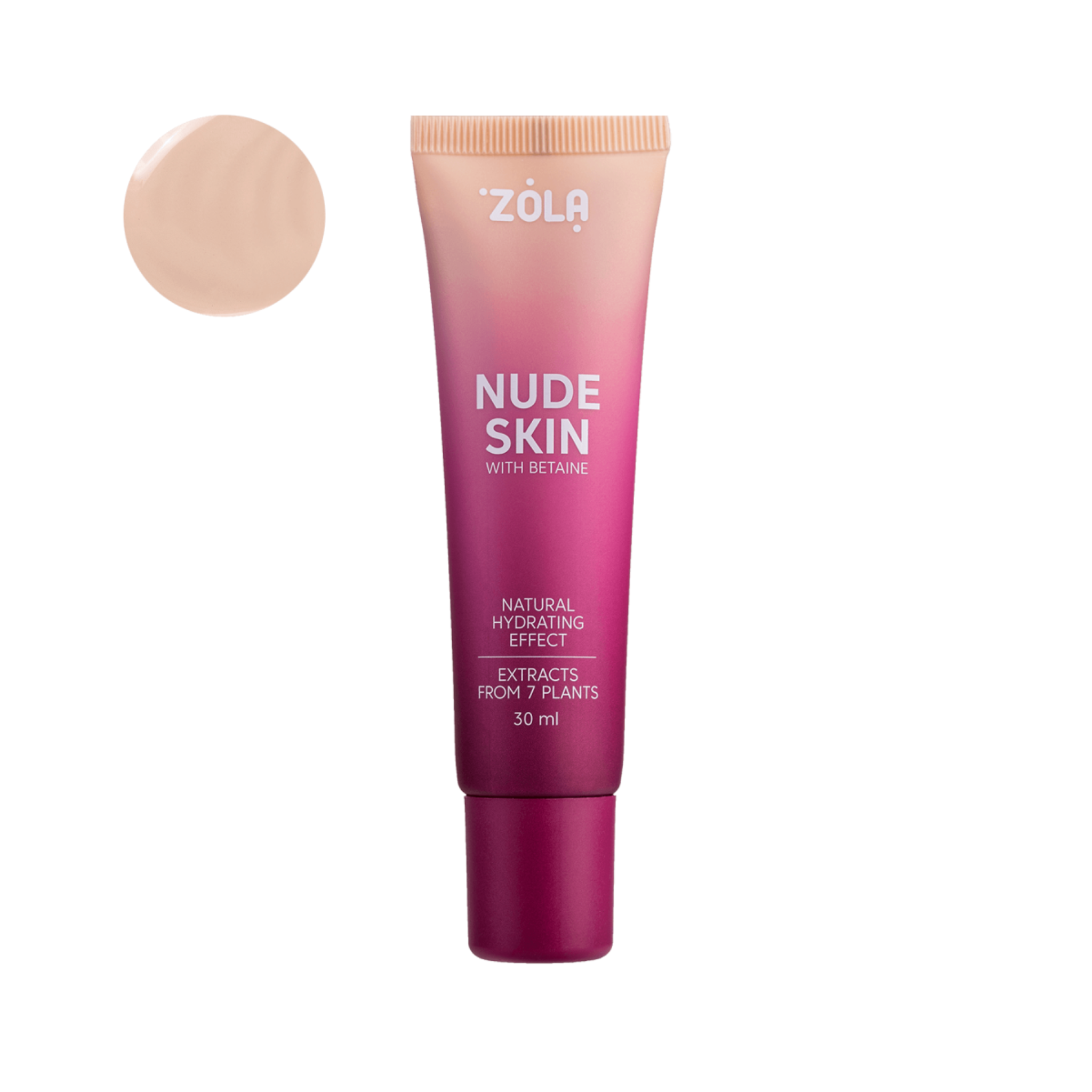 Zola Nude Skin Foundation lichte, hydraterende foundation met natuurlijke dekking. Egaliseert de teint zonder maskereffect. Verkrijgbaar in 3 tinten, 30ml.