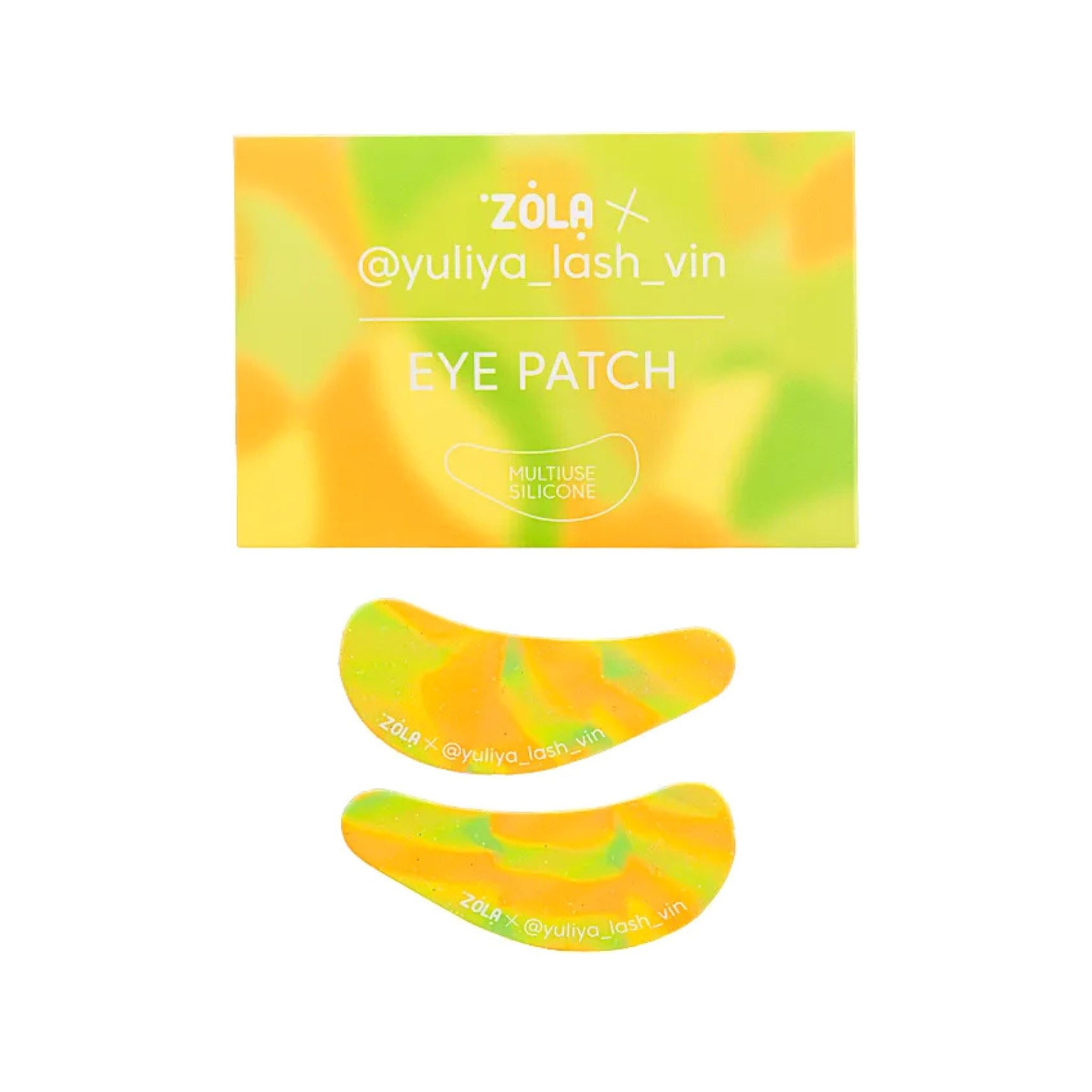 ZOLA x Yulia Lash Vin Eyepatches | Groen-Oranje herbruikbare siliconen patches met een anatomische vorm, perfect voor lash behandelingen en professioneel gebruik.