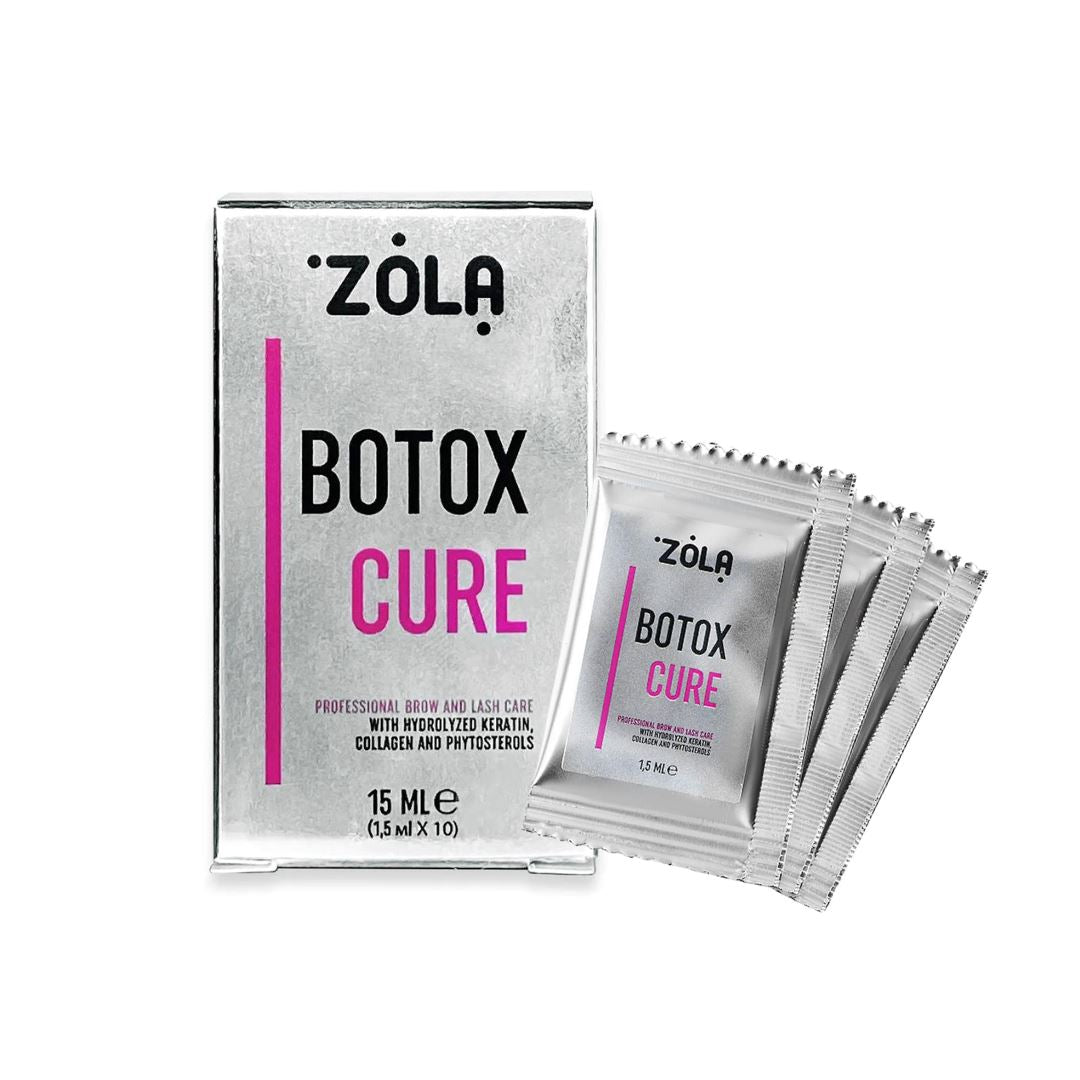 ZOLA BTX – herstelmasker voor wenkbrauwen en wimpers met collageen, fytosterolen en bioflavonoïden. Voedt, hydrateert en stimuleert haargroei met camelia-olie, crambi-olie en panthenol voor glanzende, sterke haartjes."