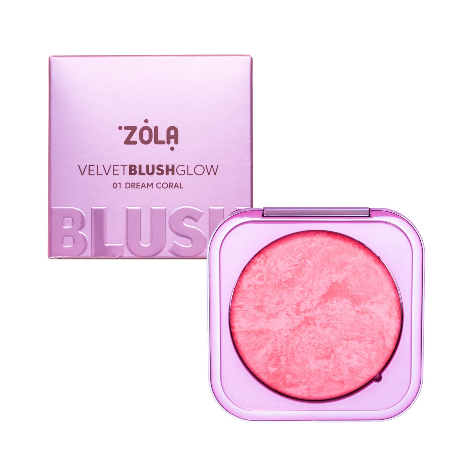 ZOLA Velvet Blush Glow baked blush met natuurlijke glow in vier tinten voor een frisse en stralende make-up finish.