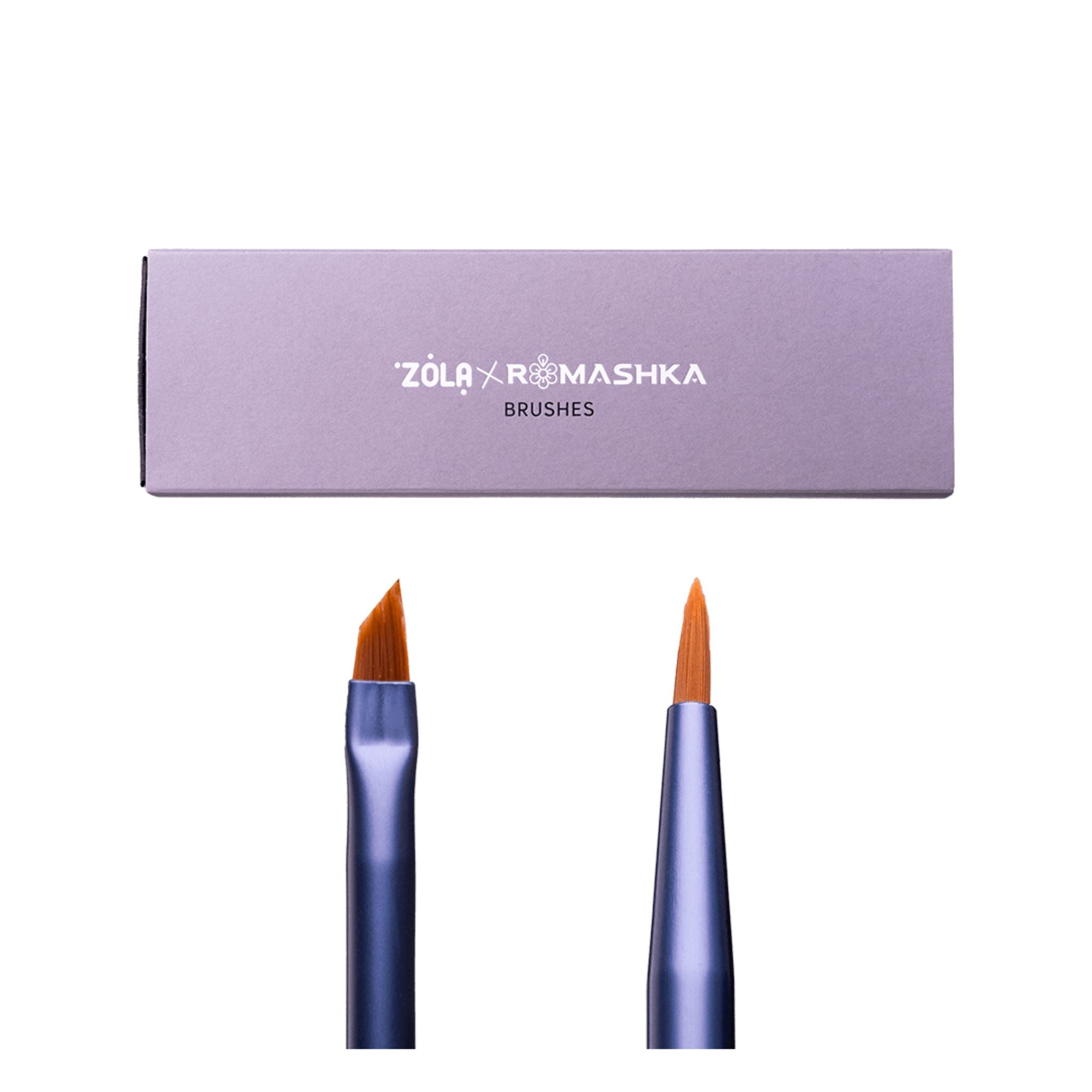 ZOLA x Romashka professionele wenkbrauw en wimperborstelset met Dagger & Petal borstels voor nauwkeurige laminatie en kleuring.
