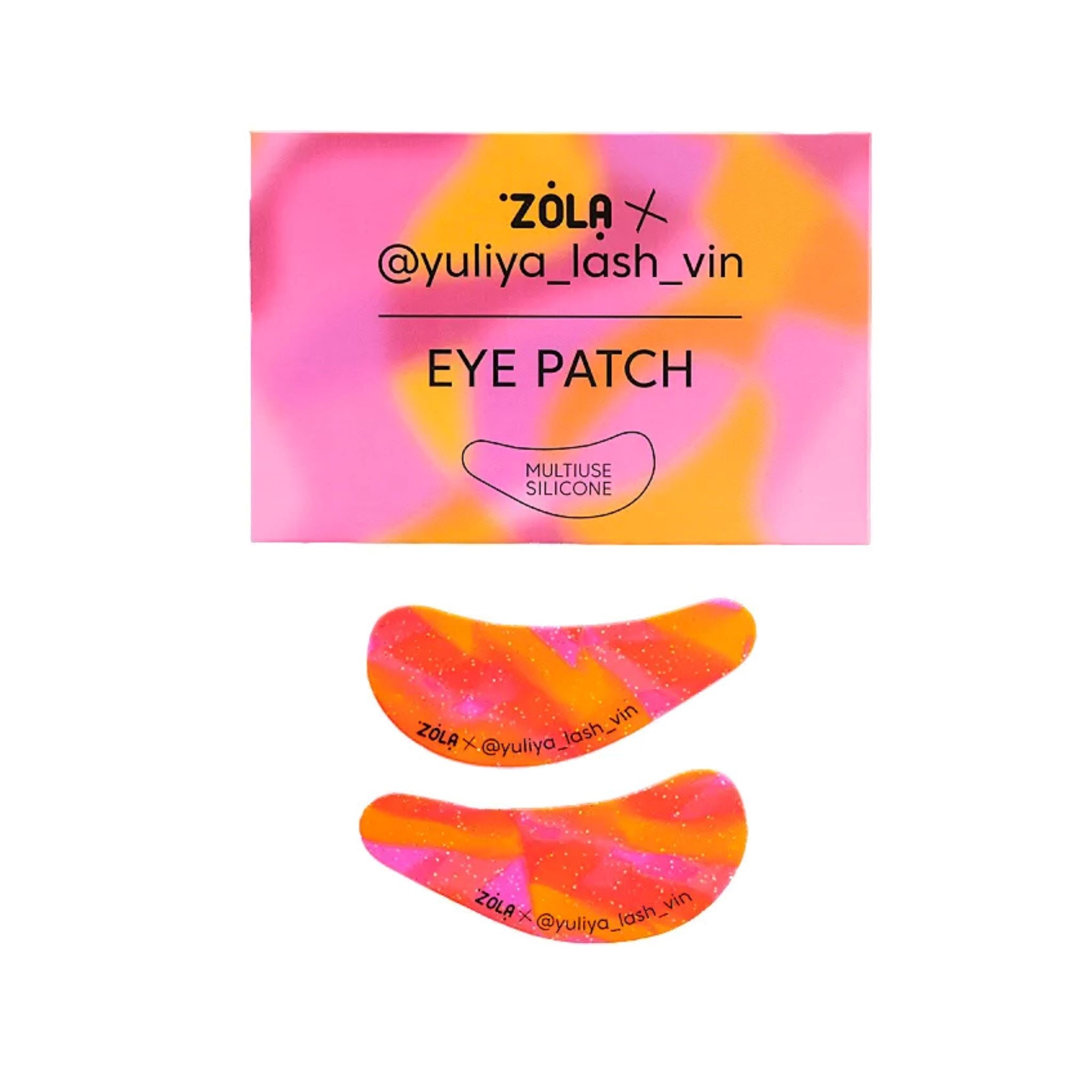 ZOLA x Yulia Lash Vin Eyepatches | Roze-Oranje herbruikbare siliconen patches met een anatomische vorm, ideaal voor lash behandelingen en professioneel gebruik.