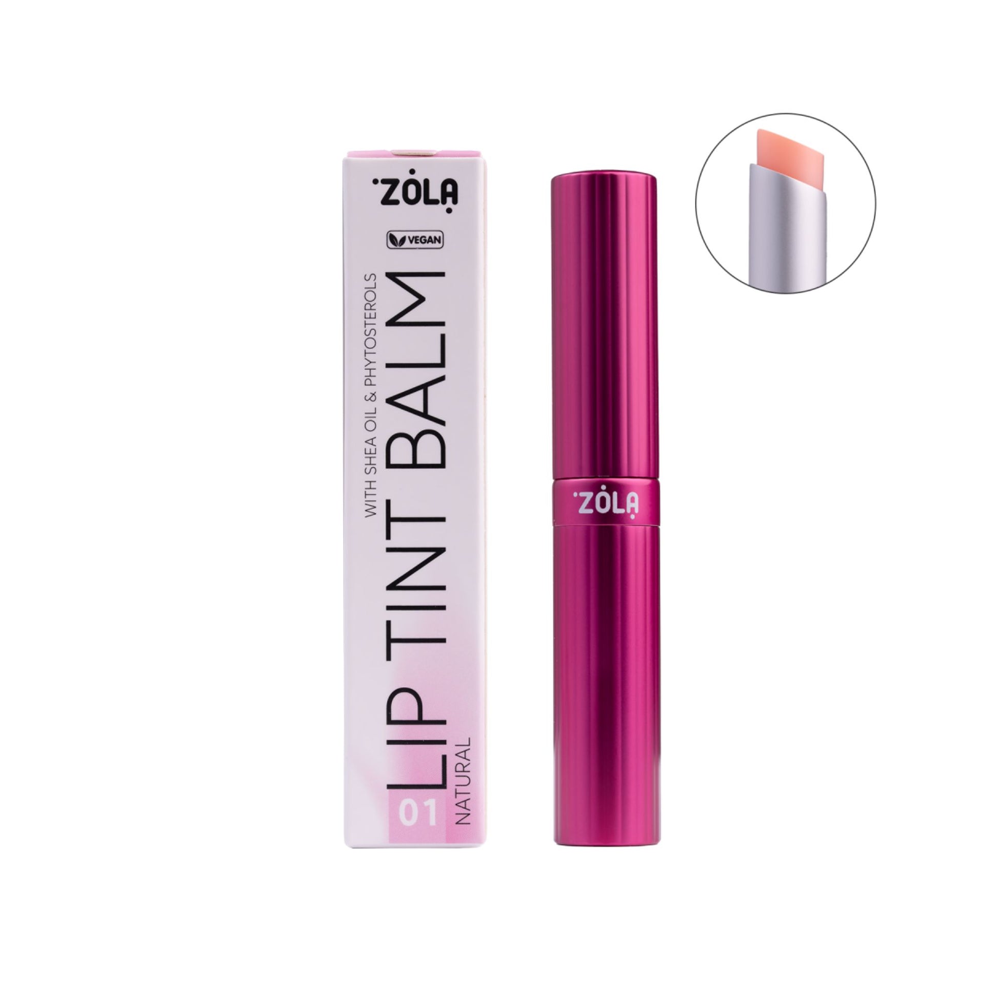Zola verzorgende Lippenbalsem met sheaboter en carnaubawas in luxe verpakking.

