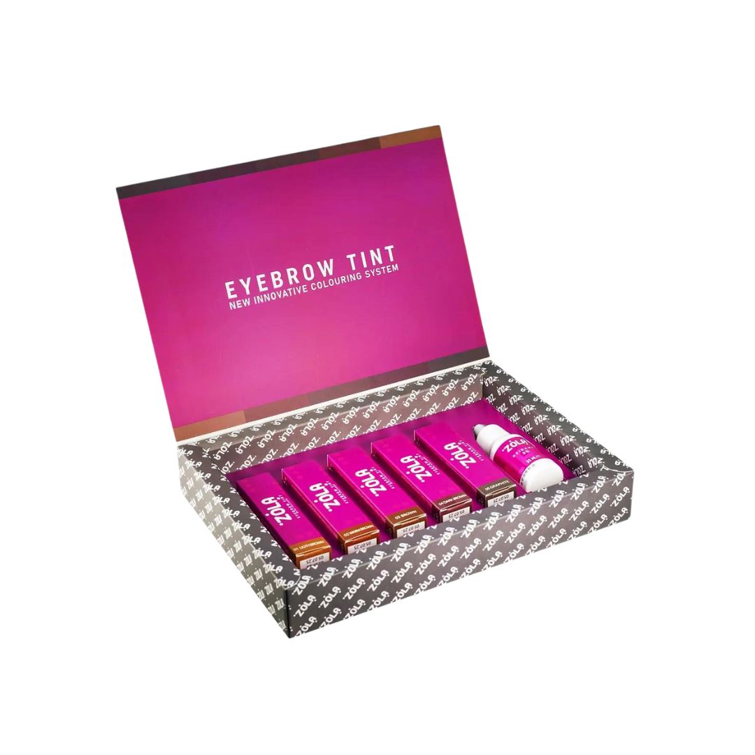 ZOLA Hybrid Tint Kit – set met 5 kleuren wenkbrauwverf en Oxidant 3% voor langdurige, verzadigde kleuren en verzorgde wenkbrauwen.