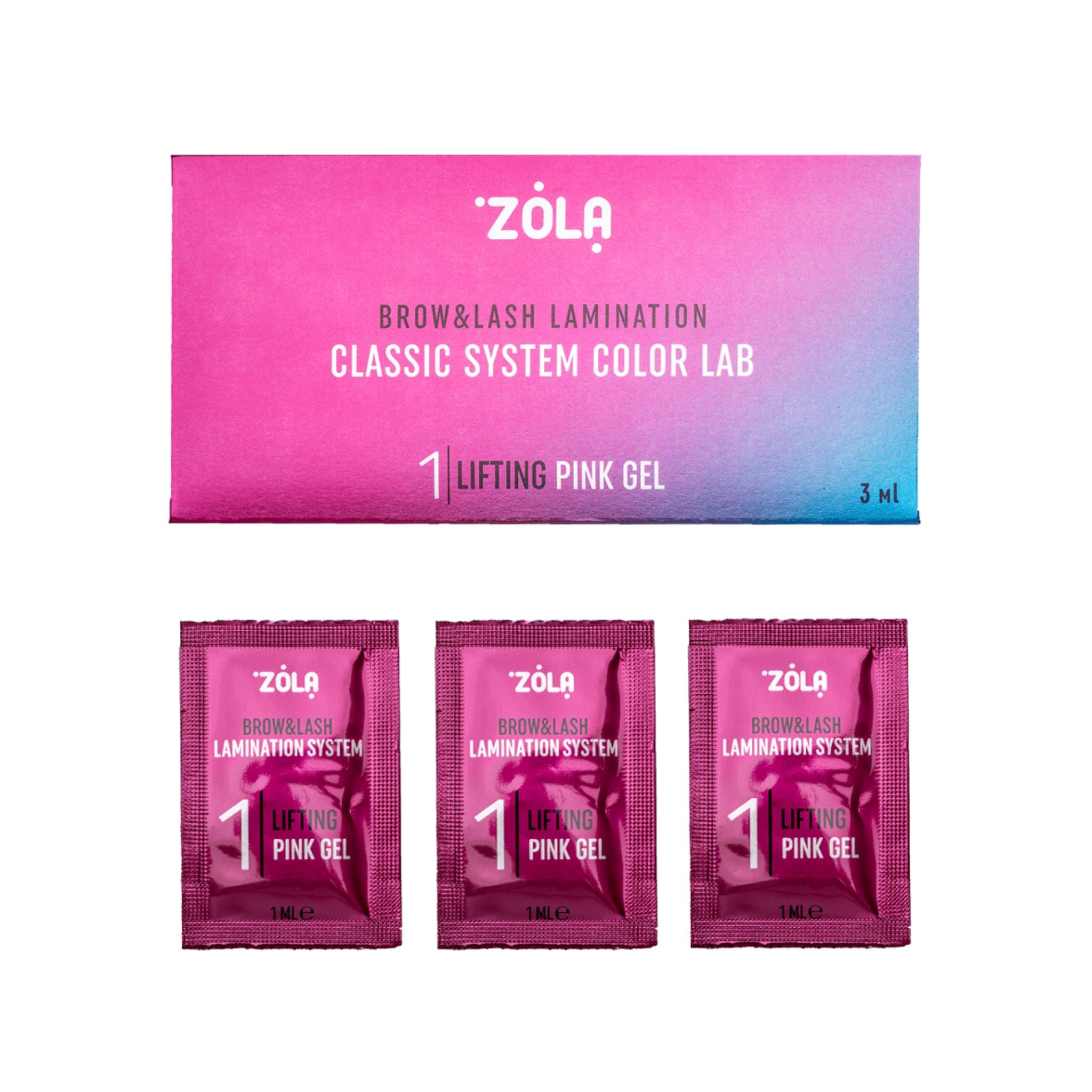 Step 1  Lifting Pink Gel van Color Lab, de eerste stap voor brow & lash lamination, opent de haarschubben en verzacht de haarstructuur.