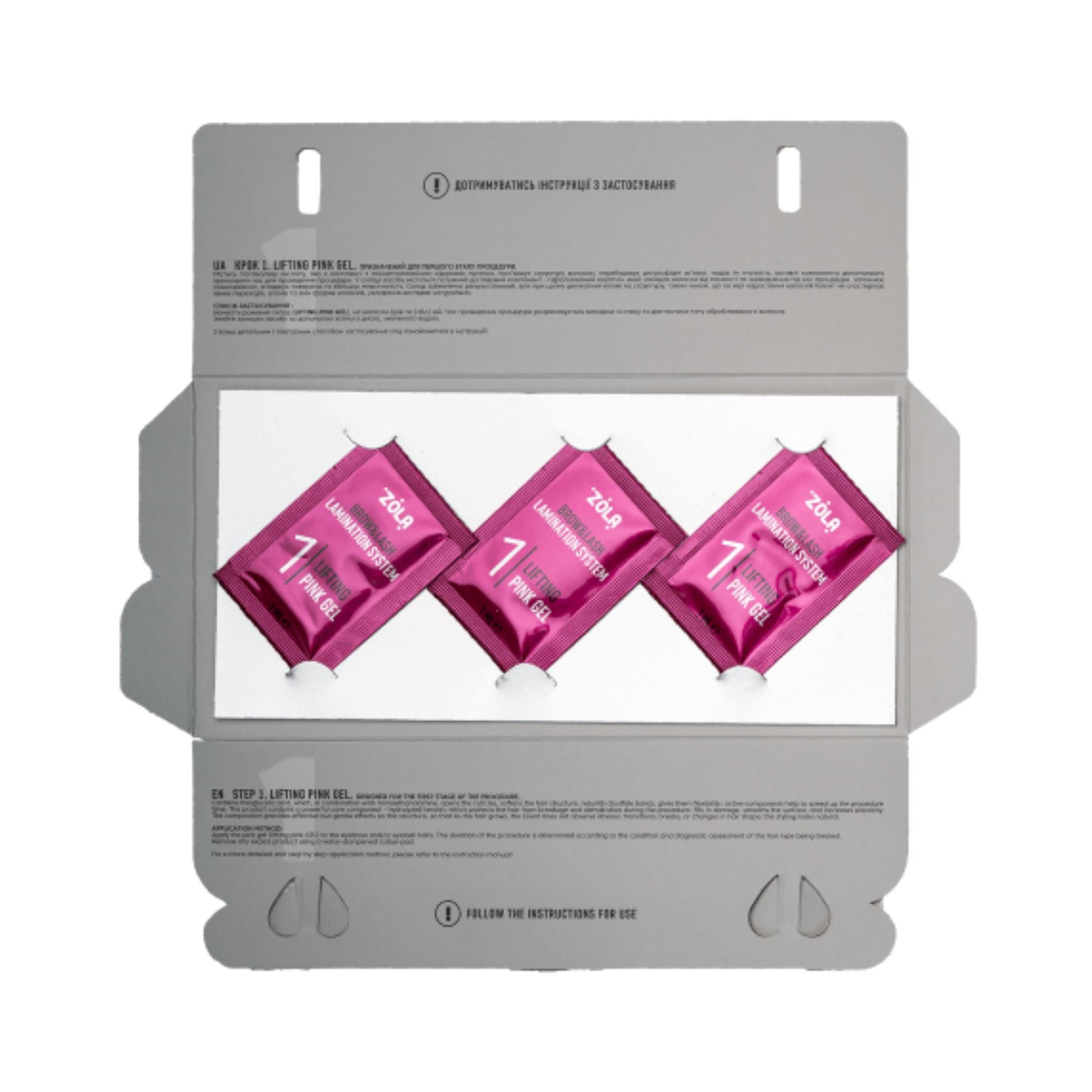 Step 1  Lifting Pink Gel van Color Lab, de eerste stap voor brow & lash lamination, opent de haarschubben en verzacht de haarstructuur.