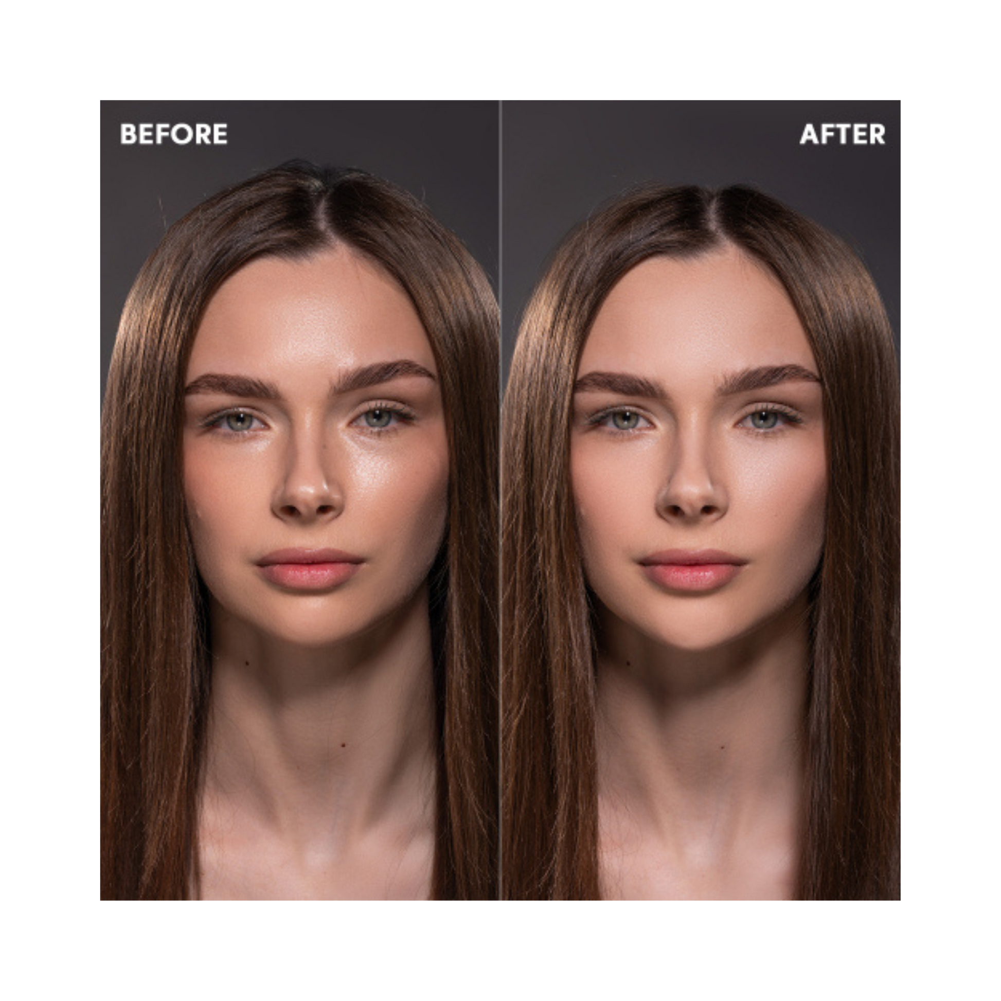 Zola before en after met de mattifying poeder